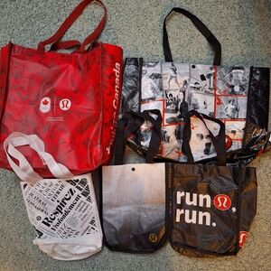 Bundle Of 5 Lululemon Reusable Tote Bags
